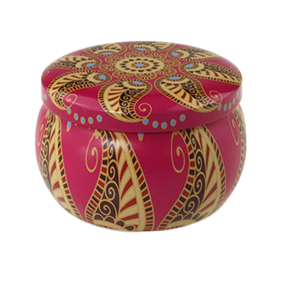 Popular Ethnic Style Aromatherapy Jar Candle Tinplate Wedding Candy Gift Box Round Tea Universal Packaging Box