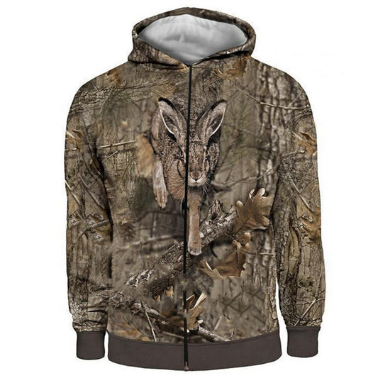 Men's 3D Camouflage Hunting Animal Hare Hoodie