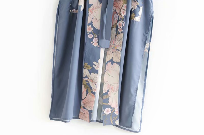 Peacock flower print gown