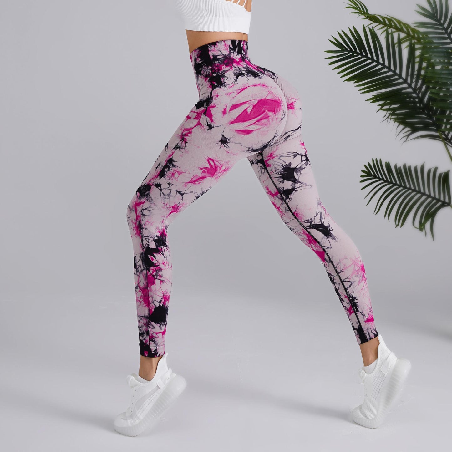 Two-color Tie-dye Tie-float High Waist Hip Lift Sports Running Fitness Pants