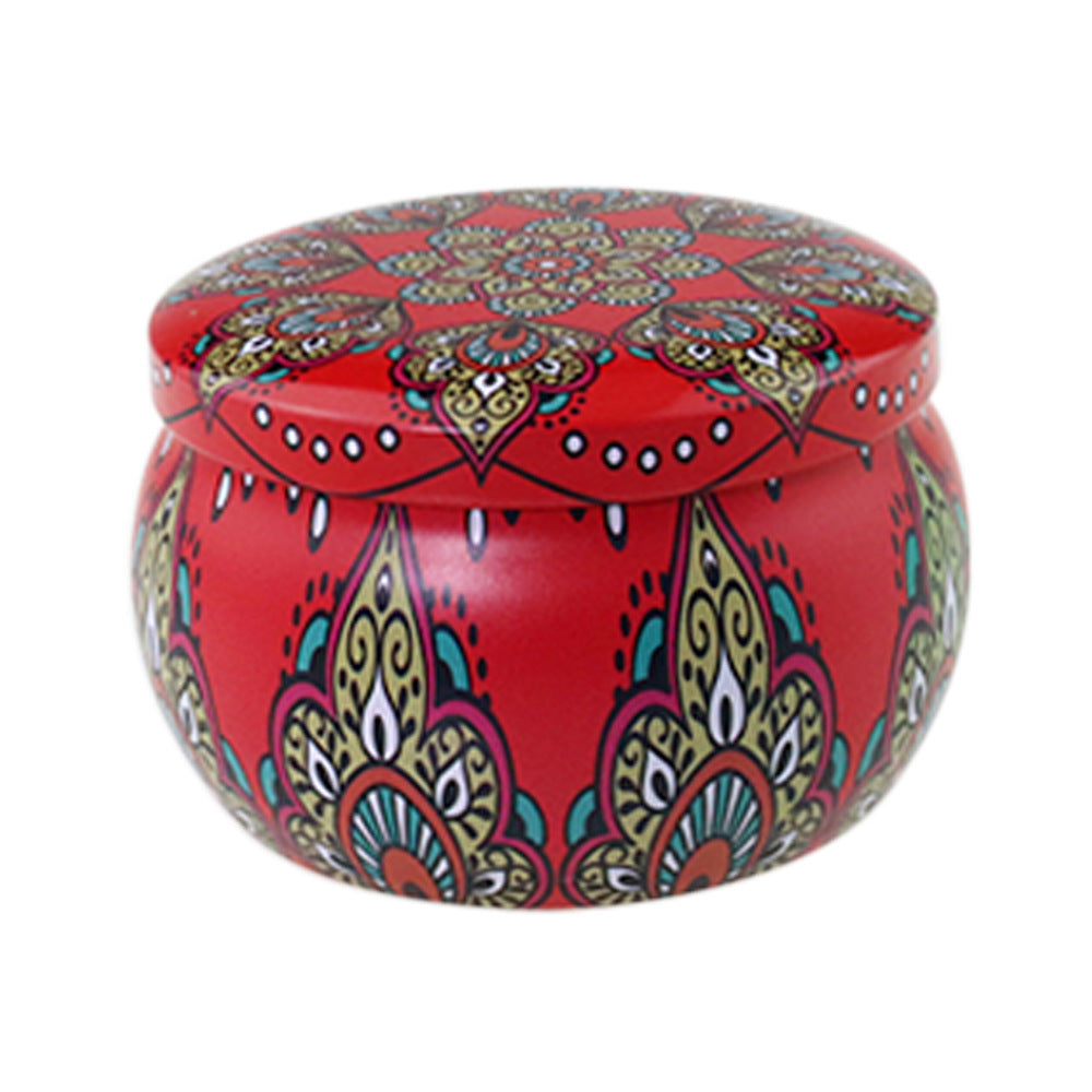 Popular Ethnic Style Aromatherapy Jar Candle Tinplate Wedding Candy Gift Box Round Tea Universal Packaging Box