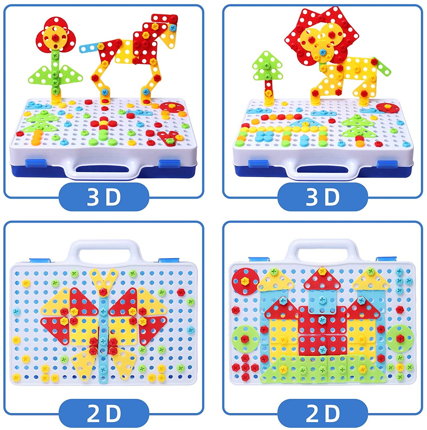 237 Pieces Creative Toy Drill Puzzle Set, STEM Learning Educational Toys, 3D Construction Engineering Building Blocks for Boys and Girls Ages 3 4 5 6 7 8 9 10 Year Old,Amazon Platform Banned