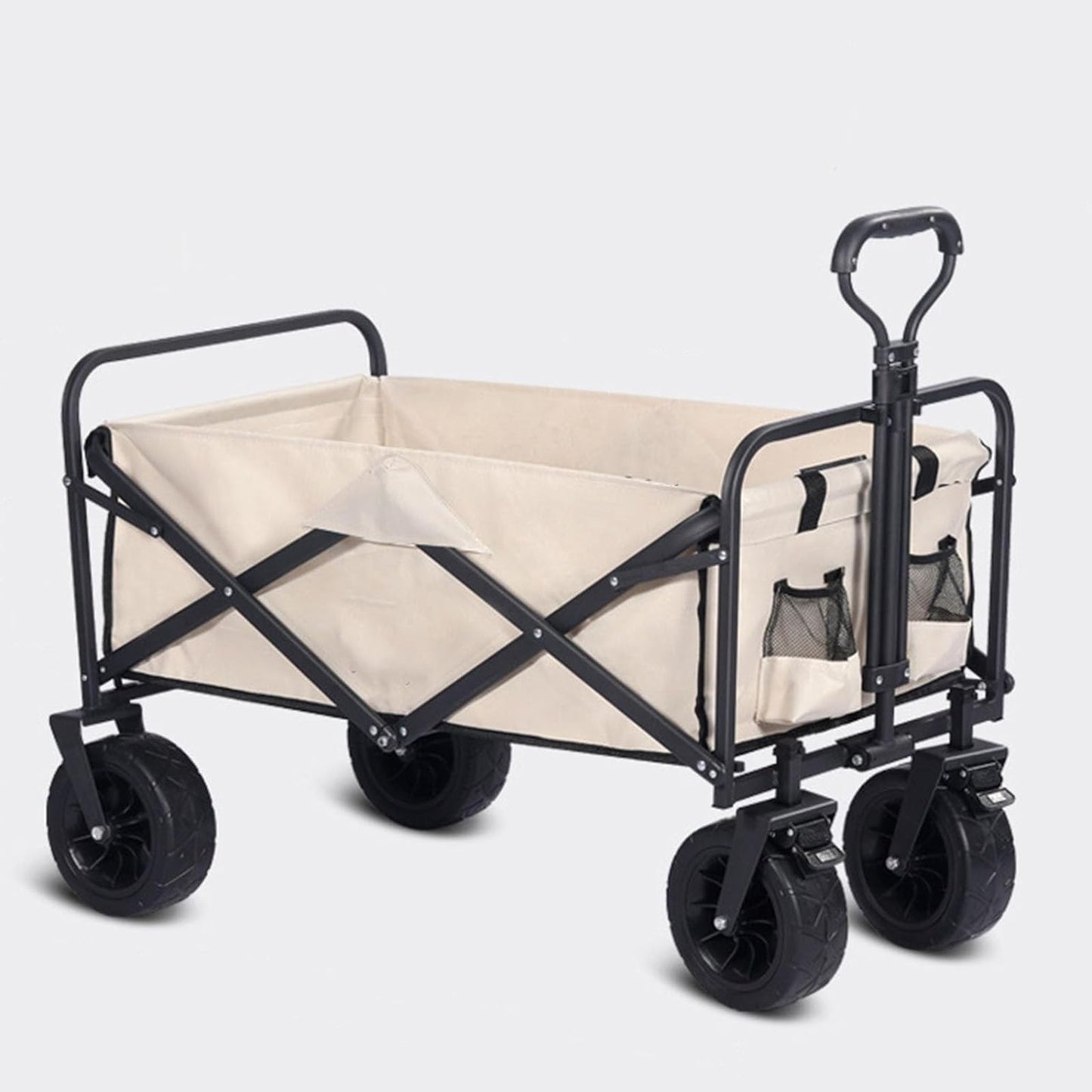 Folding Wagon Carts Collapsible Beach Wagon With Big Wheels For Sand 330lbs Capacity