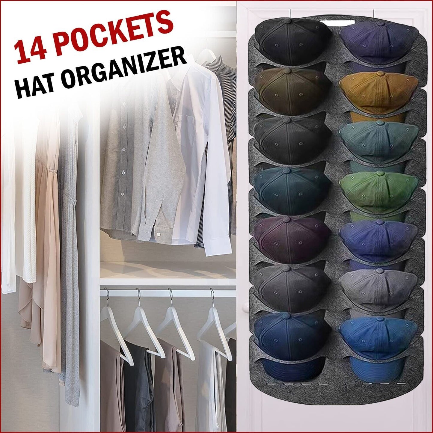 Hat Rack Organizer Baseball Holder Storage Cap Hanger Door Wall Coat Caps Stands