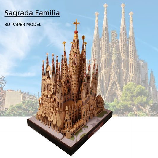 Spain Sagrada Familia DIY 3D Paper Model Building Kit Cardboard Art Crafts Child Educational Puzzle Toys