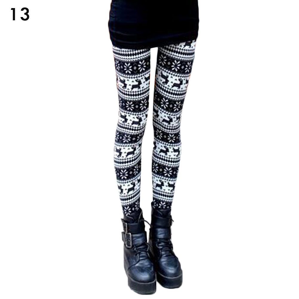 Fashion Women's HOT Leggings Pants Print High Waist Leggings Happy Christmas Party Long Pants 18 Color Ladies Xmas Trousers