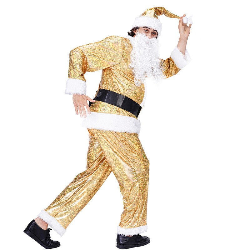 Golden Santa Claus Cos Clothing Stage Performance Costume