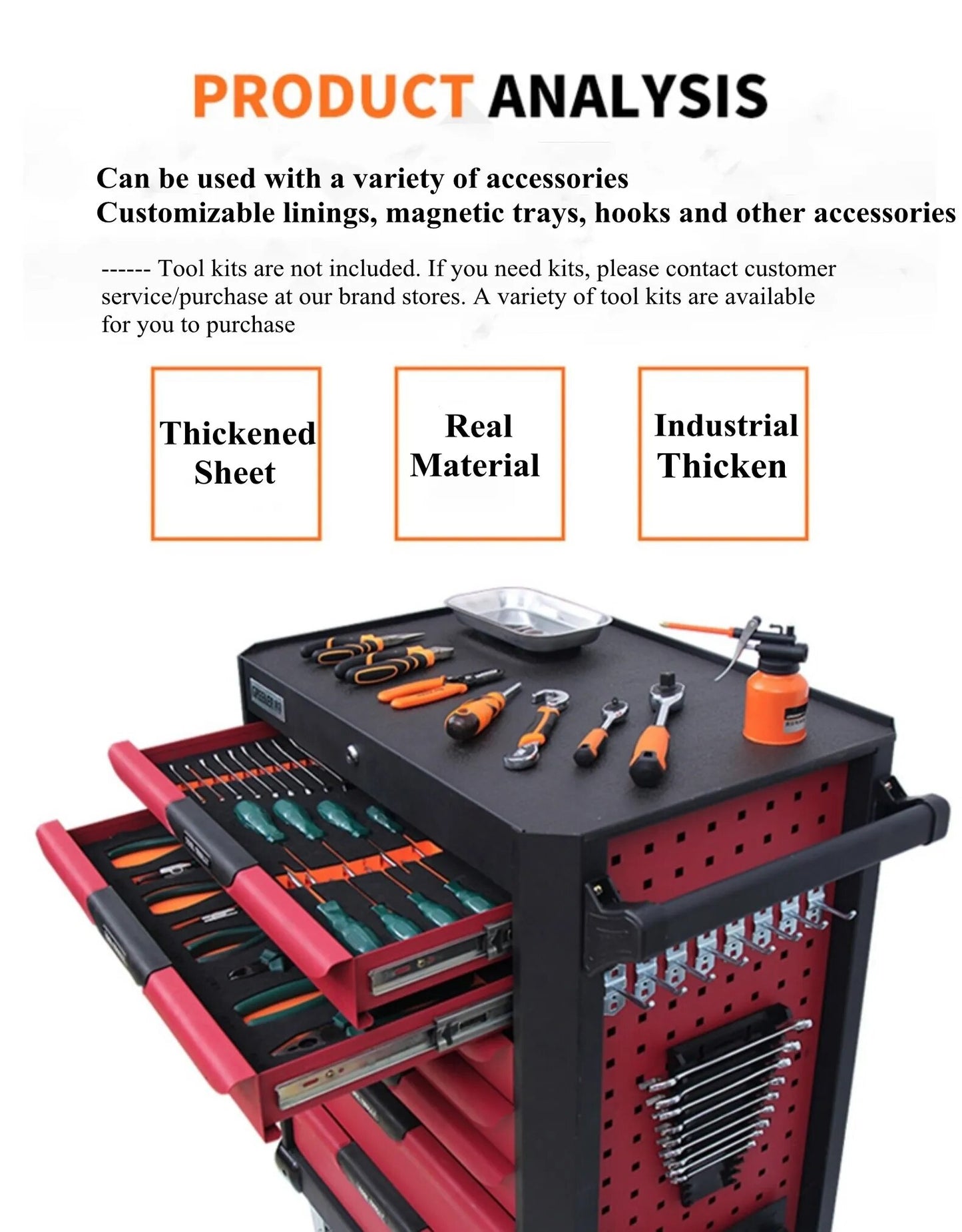 Multifunctional Heavy Tool Cart Trolley Workbench Trolley 2/3/4/5/7/9 Drawers Lock Tools Cabinet Set For Workshop For Car Repair