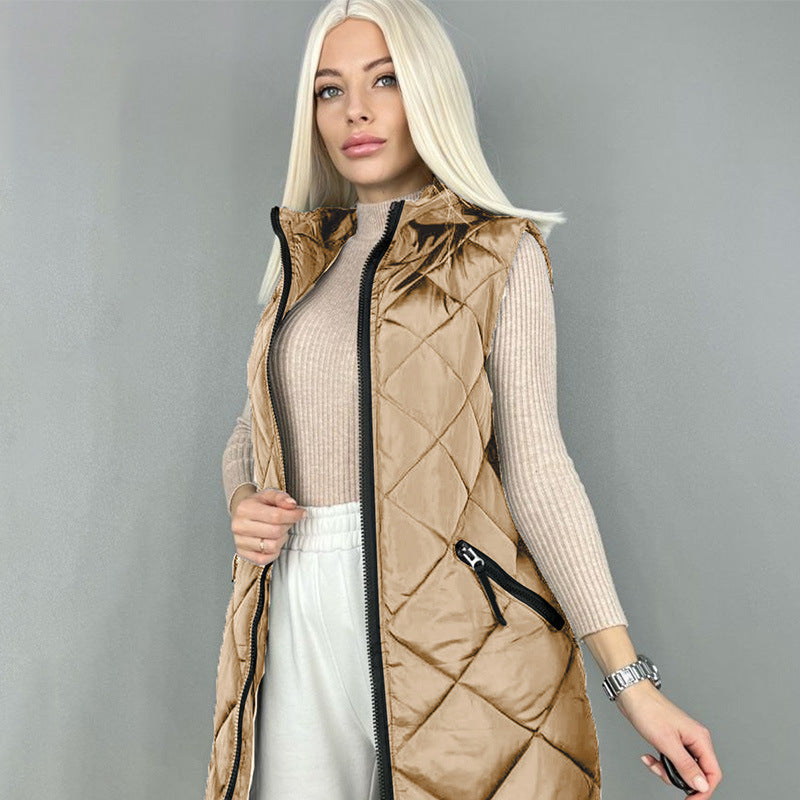 Rhombus Down Jacket Vest Mid-length