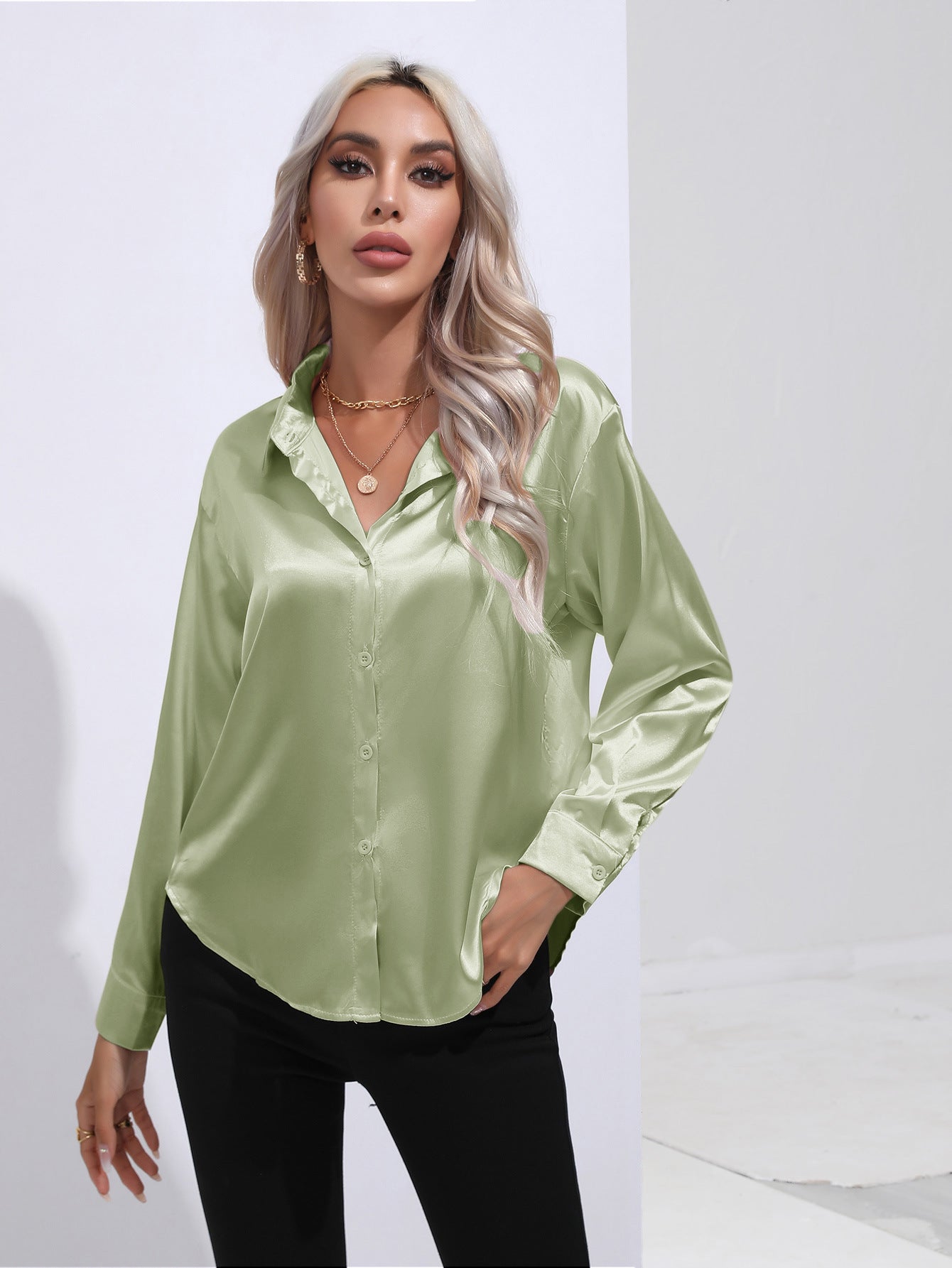 European And American Satin Shirt Women's Satin