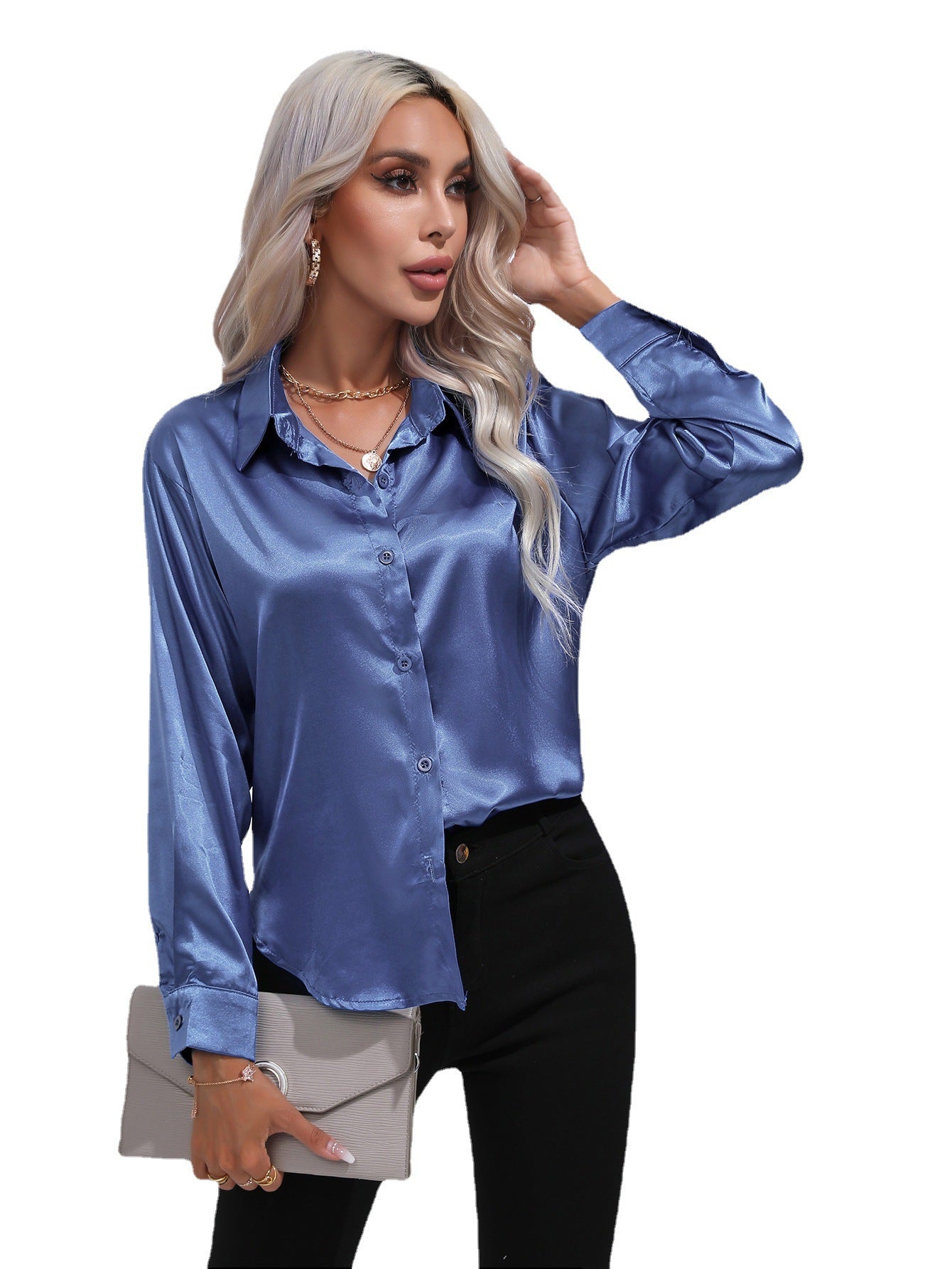 European And American Satin Shirt Women's Satin