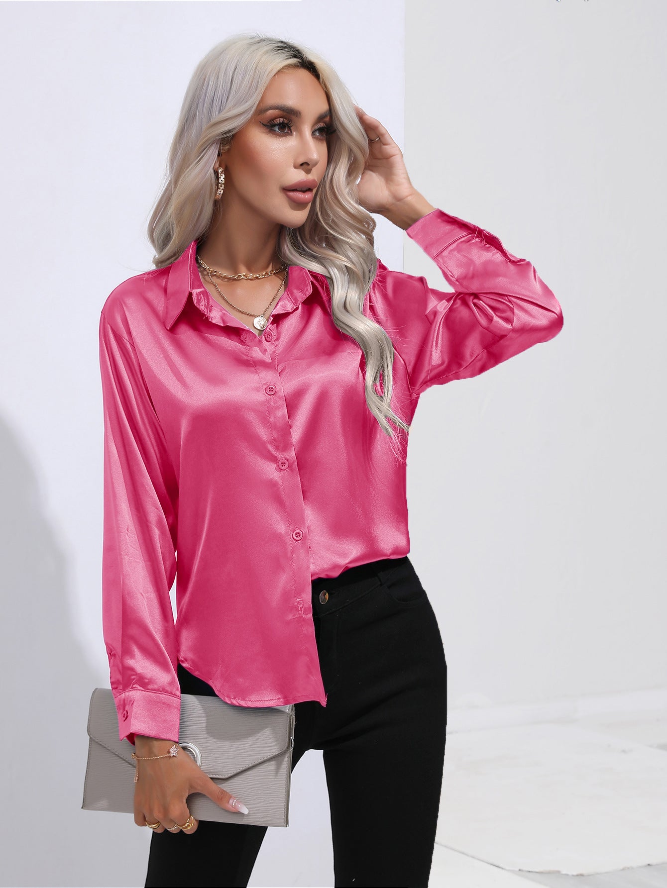 European And American Satin Shirt Women's Satin