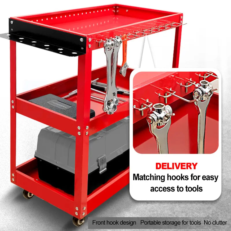 Auto Repair Repair Tool Car Three-tier Trolley Car Mobile Repairer Multifunctional Mechanical Workshop Tools Cart Shelf Layer