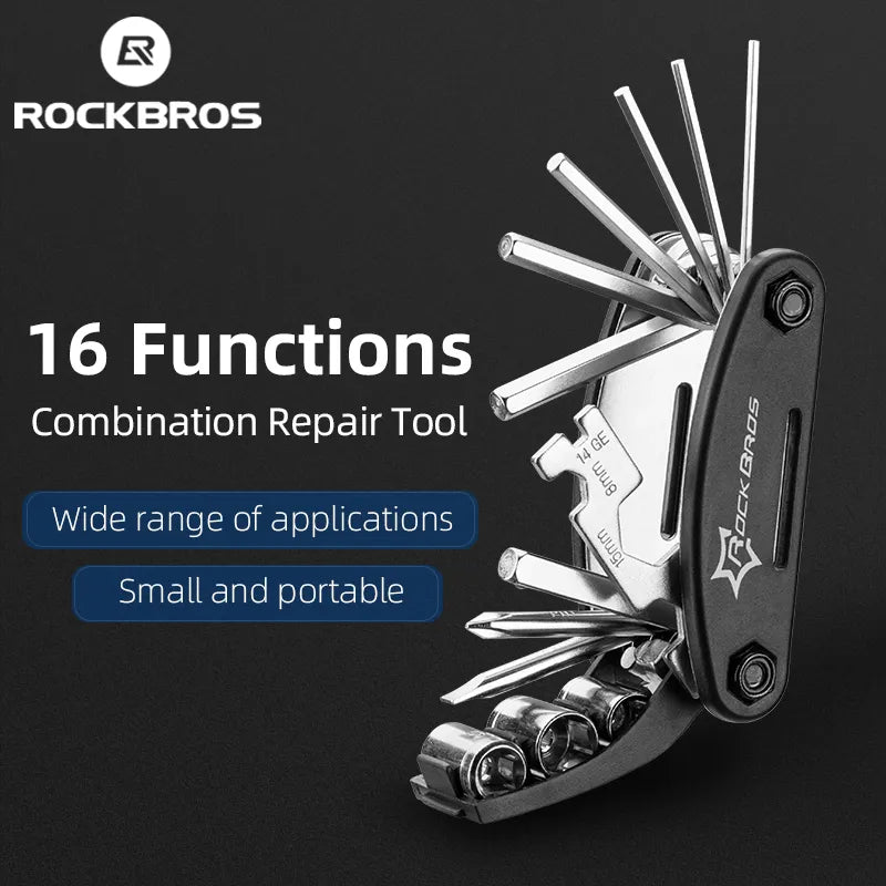 ROCKBROS 16 in 1 Multifunction Bicycle Repair Tools Kit Hex Spoke Cycling Screw