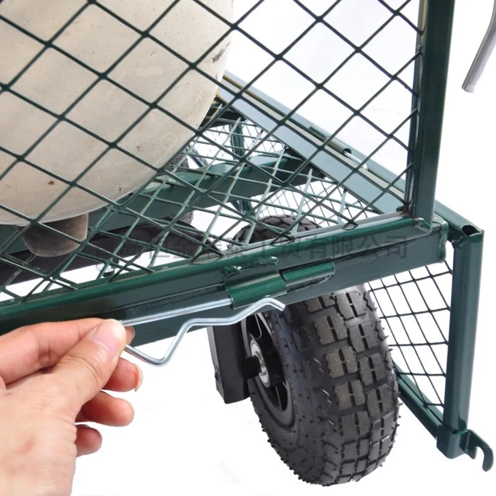 Household Garden Wagon Trolley Courtyard Camping Lawn 4 Wheel Barrow Outdoor Steel Folding Cart Beach Wagon Cart