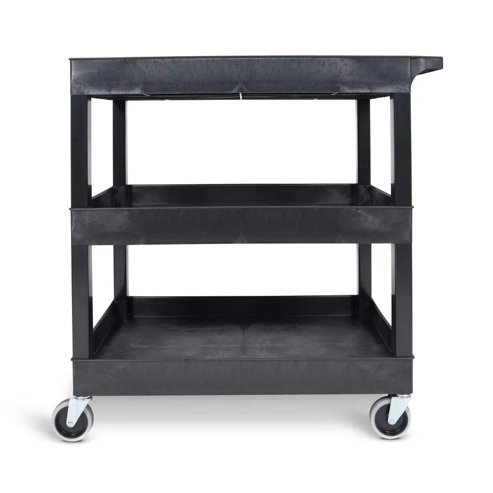 Luxor 18" x 32" Three Shelf Tub Utility Cart - Black