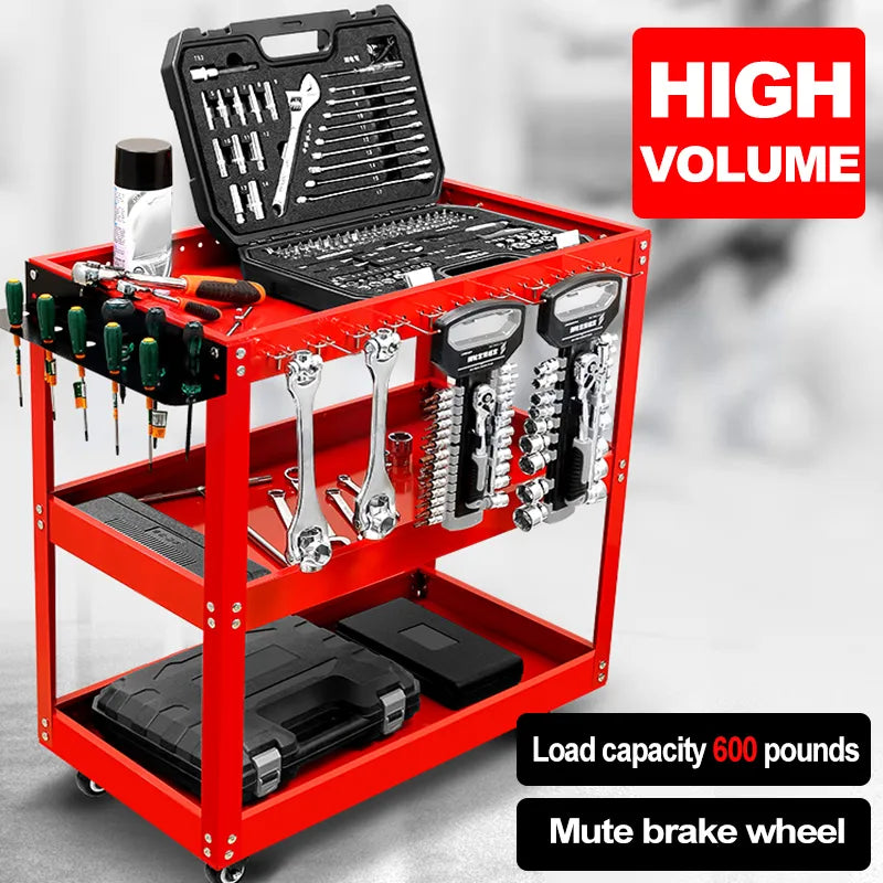 Auto Repair Repair Tool Car Three-tier Trolley Car Mobile Repairer Multifunctional Mechanical Workshop Tools Cart Shelf Layer