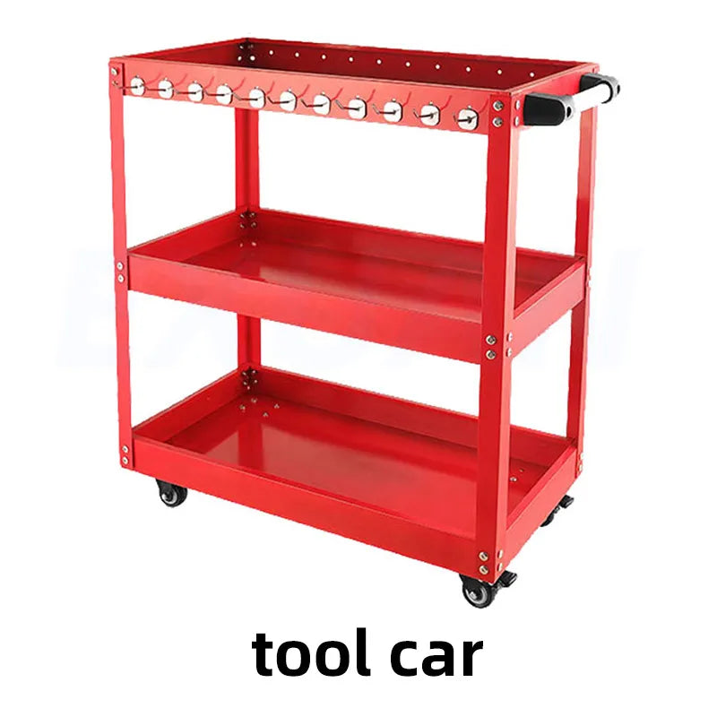 Auto Repair Repair Tool Car Three-tier Trolley Car Mobile Repairer Multifunctional Mechanical Workshop Tools Cart Shelf Layer