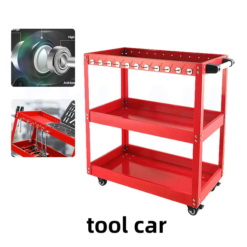 Auto Repair Repair Tool Car Three-tier Trolley Car Mobile Repairer Multifunctional Mechanical Workshop Tools Cart Shelf Layer