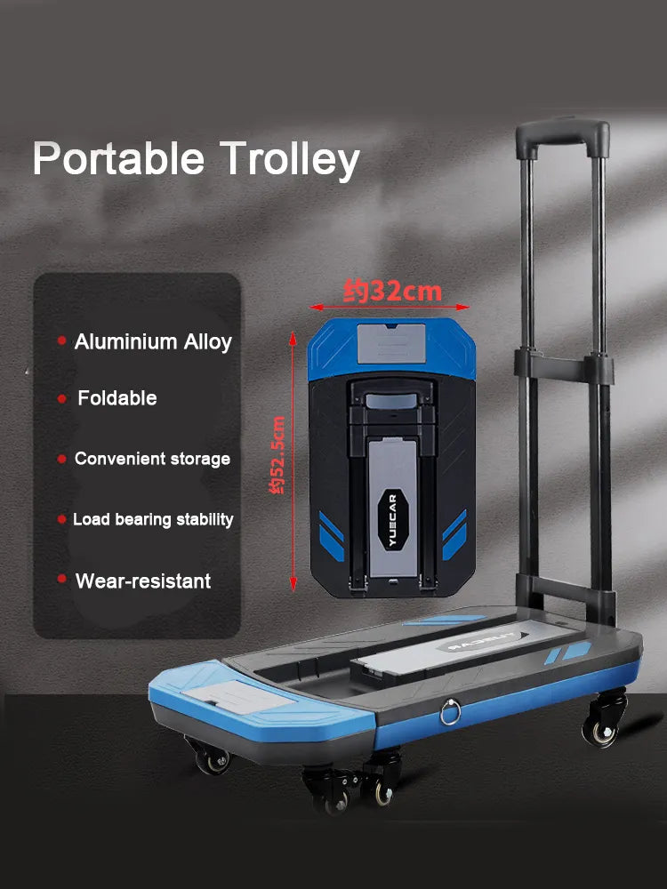 150kg Folding Cart Heavy Duty Hand Truck Foldable Trolley Portable Outdoor Camping Wagon Luggage Cart Multifunction Home Use