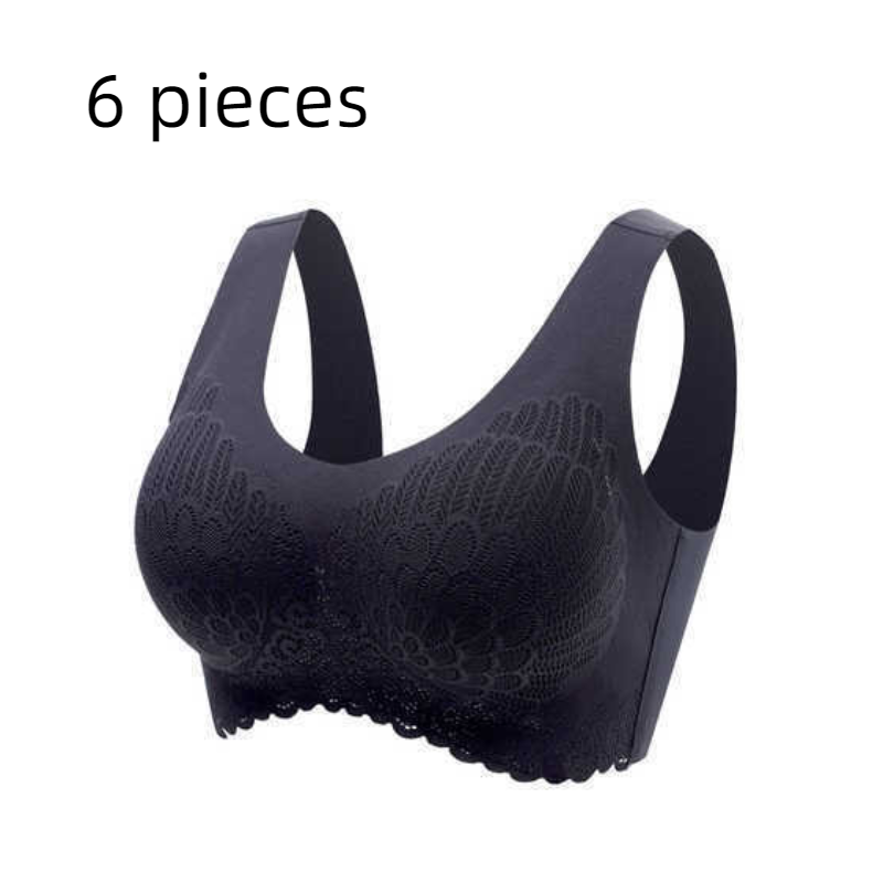 Natural Thai Latex Underwear 4.0 Angel Wings Seamless One Piece Women'S Lace Sports Bra Without Steel Ring