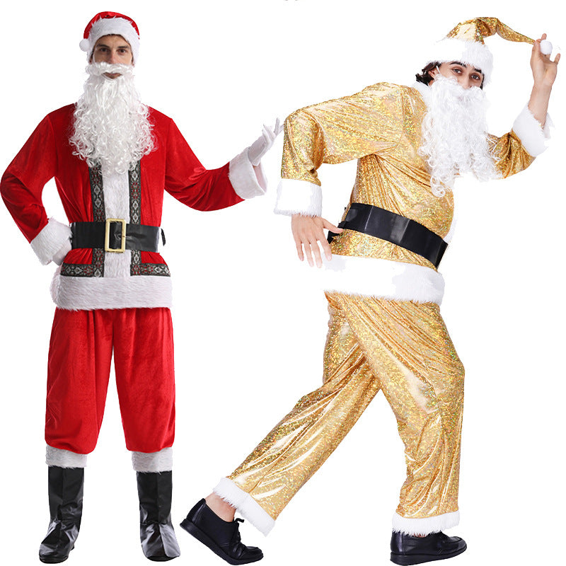 Golden Santa Claus Cos Clothing Stage Performance Costume