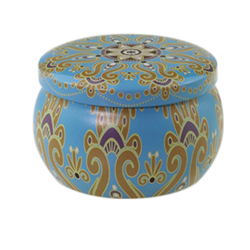 Popular Ethnic Style Aromatherapy Jar Candle Tinplate Wedding Candy Gift Box Round Tea Universal Packaging Box