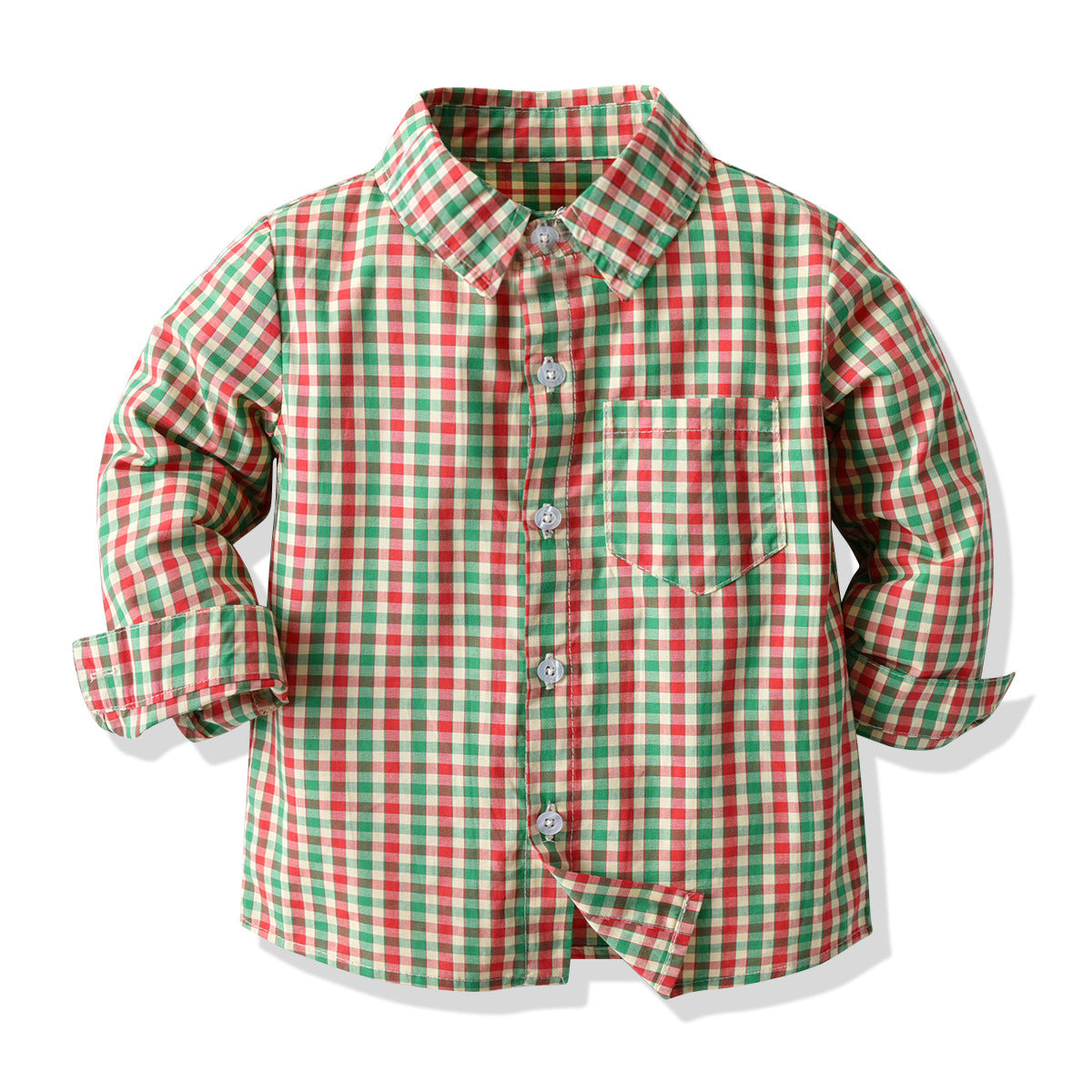 Christmas Costume Children's Suit Baby Boy Long-sleeved Plaid Shirt